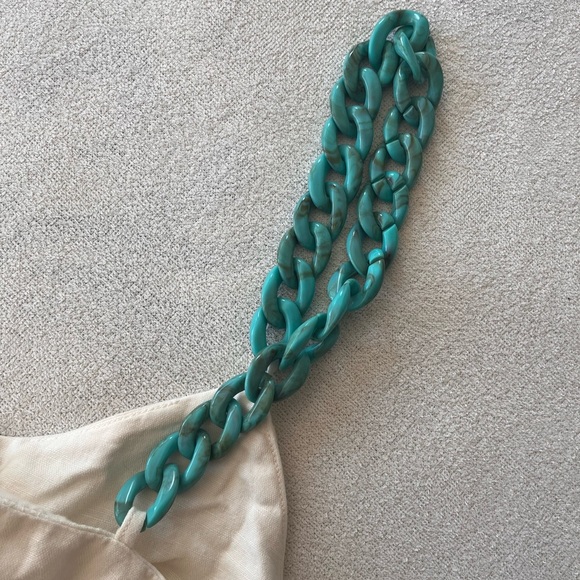 NWT Zara Linen Blend Jumpsuit with Chain Straps M Oyster White - Picture 15 of 15